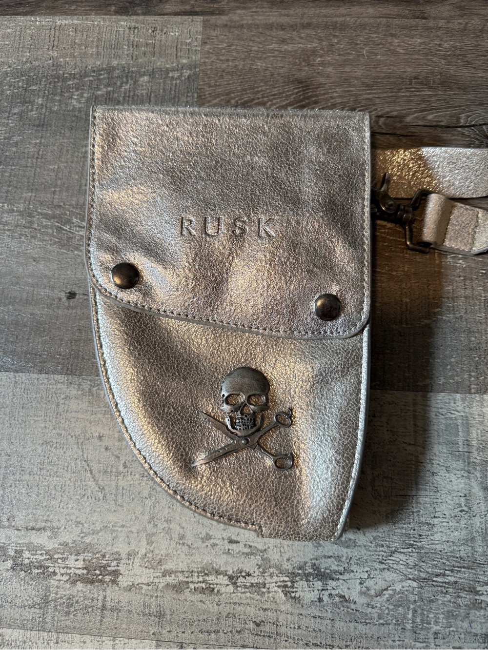 Rusk Rusk branded silver professional hairdressing scissor pouch and tool belt.